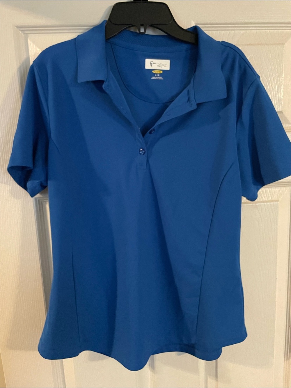 Greg Norman Women's Golf Polo Shirt Blue Short Sleeve Collared Size L